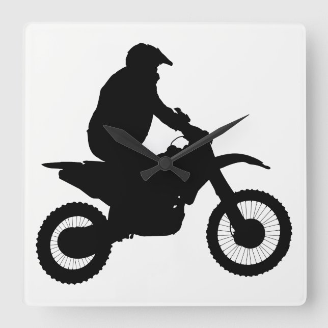 Motocross Silhouette Square Wall Clock (Front)