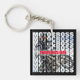 Motocross Sports Dirt Biker Personalised Key Ring