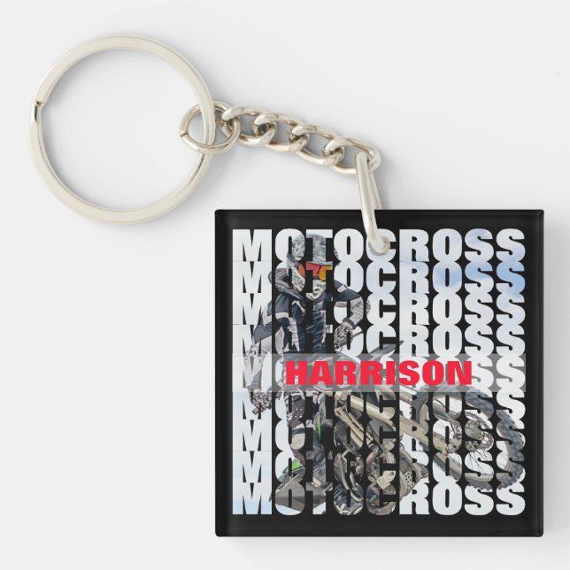 Motocross Sports Dirt Biker Personalised Key Ring (Front)