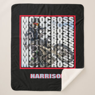 Motocross Sports Dirt Biker Personalised Sherpa Blanket