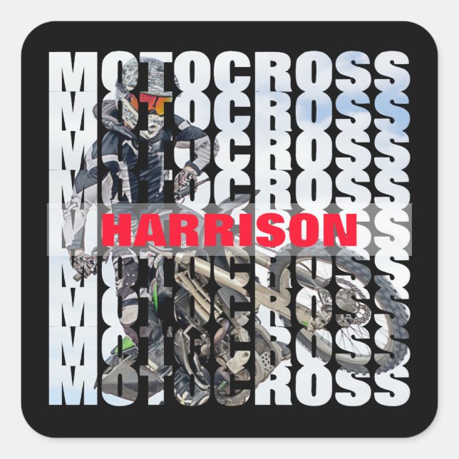 Motocross Sports Dirt Biker Personalised Square Sticker (Front)