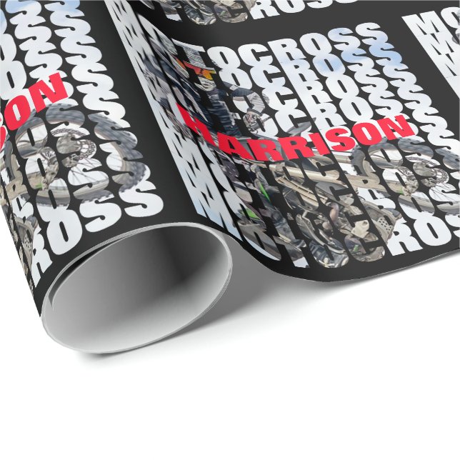 Motocross Sports Dirt Biker Personalised Wrapping Paper (Roll Corner)