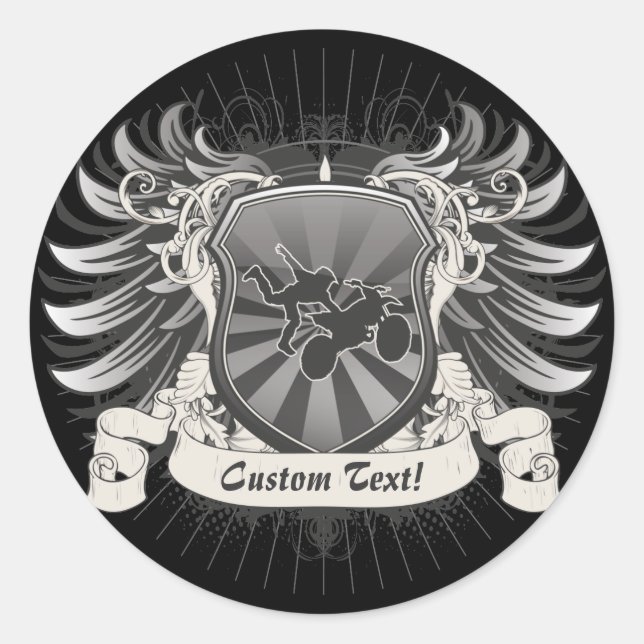 Motocross Stunt Crest Classic Round Sticker (Front)