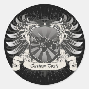 Motocross Stunt Crest Classic Round Sticker