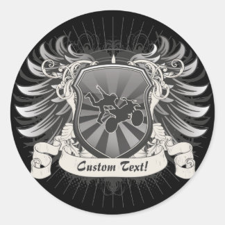 Motocross Stunt Crest Classic Round Sticker
