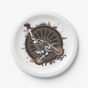 Motocross Stunt Paper Plate