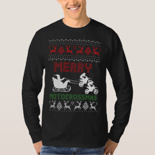 Motocross Ugly Christmas Santa Claus Dirt Bike Dee T-Shirt