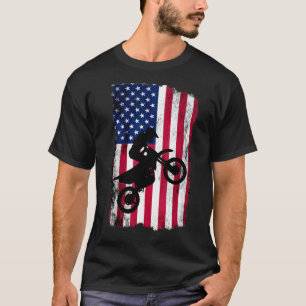 Motocross Us Flag Jumping Bike American Flag 4th O T-Shirt