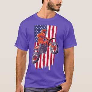 Motocross Vintage USA American Flag Dirt Bike T-Shirt