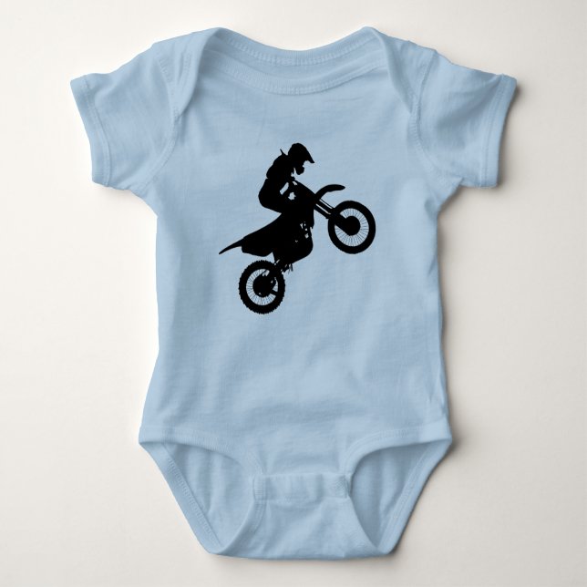 Motocross Wheelie Dirt Bike Baby Bodysuit (Front)