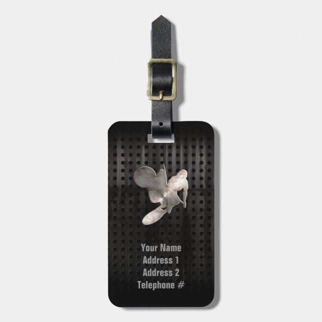 Motocross Whip; Cool Black Luggage Tag (Front Vertical)