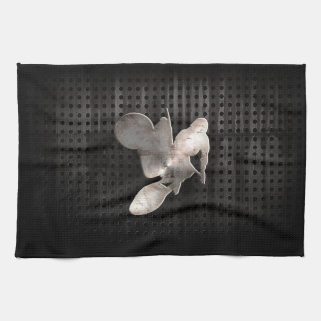 Motocross Whip; Cool Black Tea Towel (Horizontal)