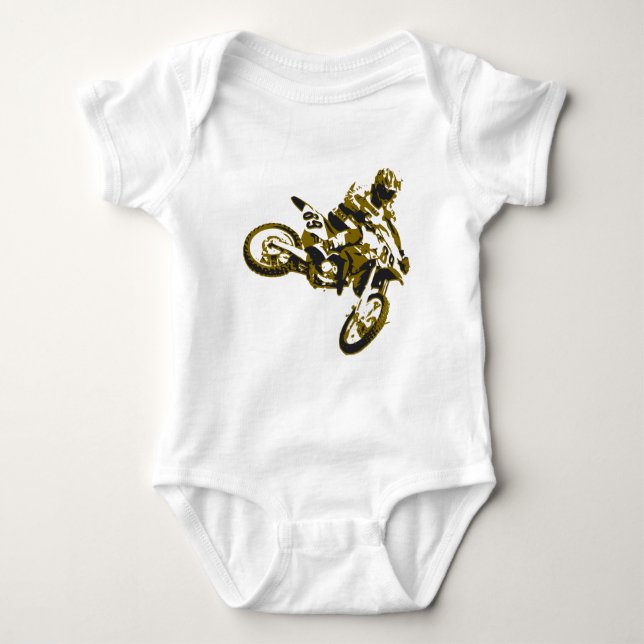 motor bike cross-country race baby bodysuit (Front)