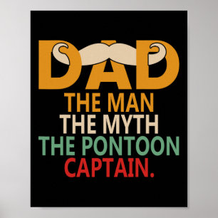 Motor Boat Captain Dad Sail Pontoon Boating Sailor Poster