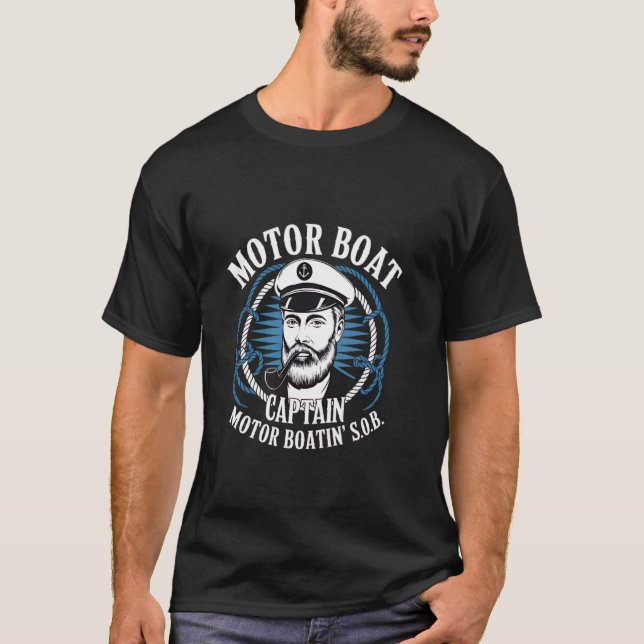 Motor Boat Captain Funny Adult Humour Mens Fathers T-Shirt (Front)