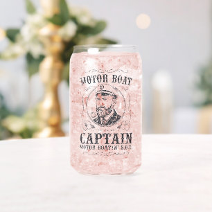 Motor Boat Captain Funny Pontoon Boating Can Glass