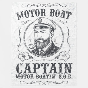 Motor Boat Captain Funny Pontoon Boating Fleece Blanket