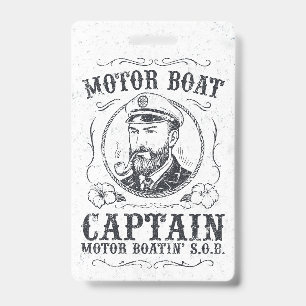 Motor Boat Captain Funny Pontoon Boating ID Badge