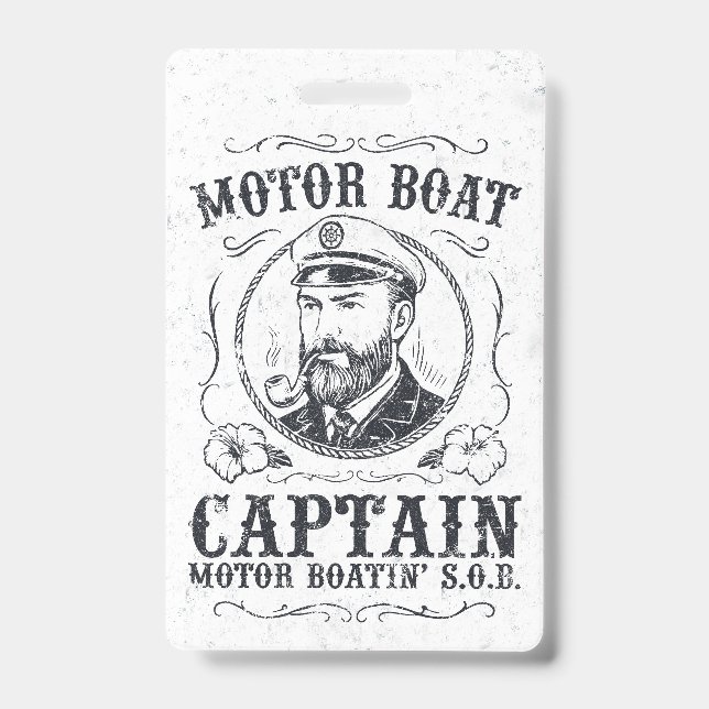 Motor Boat Captain Funny Pontoon Boating ID Badge (Front)