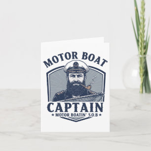 Motor Boat Captain Funny Pontoon Boating Motor Boa Card