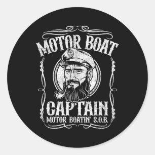 Motor Boat Captain Funny Pontoon Boating Motor Boa Classic Round Sticker