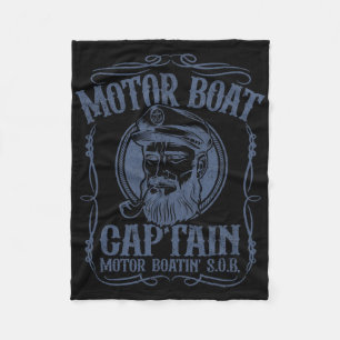 Motor Boat Captain Funny Pontoon Boating Motor Boa Fleece Blanket