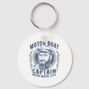 Motor Boat Captain Funny Pontoon Boating Motor Boa Key Ring