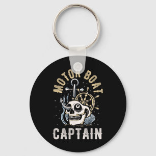 Motor Boat Captain Funny Pontoon Boating Motor Boa Key Ring