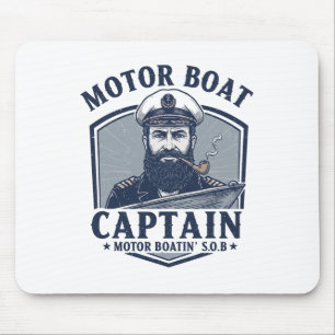 Motor Boat Captain Funny Pontoon Boating Motor Boa Mouse Pad