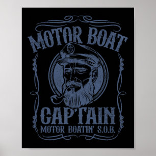 Motor Boat Captain Funny Pontoon Boating Motor Boa Poster