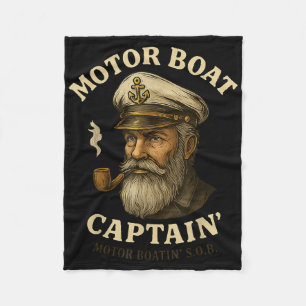 Motor Boat Captain Funny Pontoon Boating Motor Bos Fleece Blanket