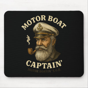 Motor Boat Captain Funny Pontoon Boating Motor Bos Mouse Pad