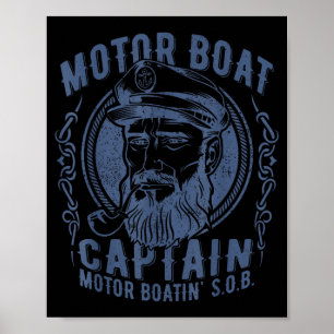 Motor Boat Captain Funny Pontoon Boating Motor Poster