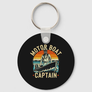 Motor Boat Captain Funny Pontoon Boating Motorboat Key Ring