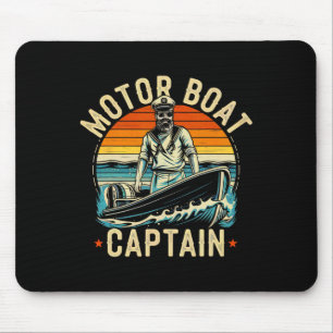 Motor Boat Captain Funny Pontoon Boating Motorboat Mouse Pad
