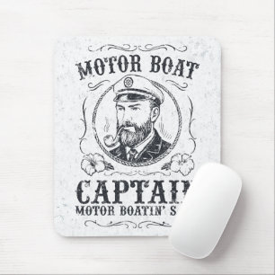 Motor Boat Captain Funny Pontoon Boating Mouse Pad