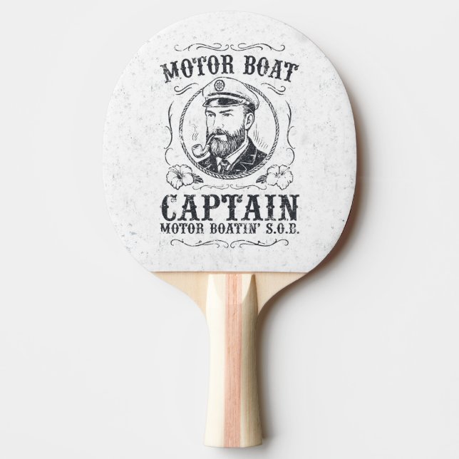 Motor Boat Captain Funny Pontoon Boating Ping Pong Paddle (Front)