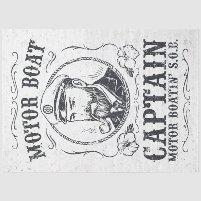Motor Boat Captain Funny Pontoon Boating Tissue Paper (Front)