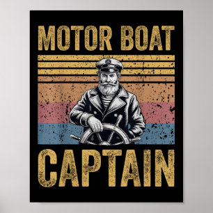 Motor Boat Captain Funny Pontoon Motor Boating Men Poster