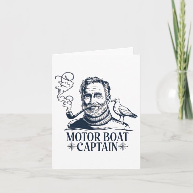 Motor Boat Captain Men Women Chummy Pontoon Boatin Card (Front)
