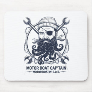 Motor Boat Captain Men Women Chummy Pontoon Boatin Mouse Pad