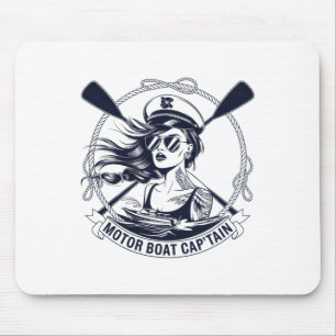 Motor Boat Captain Men Women Chummy Pontoon Boatin Mouse Pad