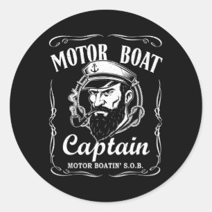 Motor Boat Captain Pontoon Motor Boatin' Nautical  Classic Round Sticker