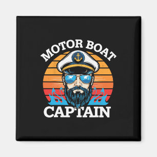 Motor Boat Captain Retro Nautical Cool Ocean Sailo Magnet