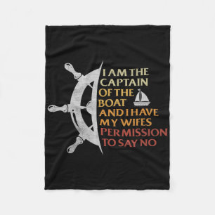 Motor Boat Captain Sail Pontoon Boating Sailor Fun Fleece Blanket