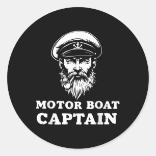 Motor Boat Captain Tee Funny Boating Outfit Sailin Classic Round Sticker