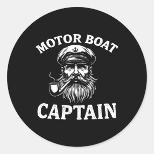Motor Boat Captain Tee Funny Boating Outfit Sailin Classic Round Sticker
