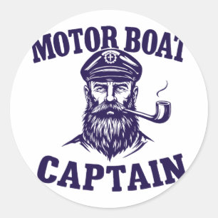 Motor Boat Captain Tee Funny Boating Outfit Sailin Classic Round Sticker