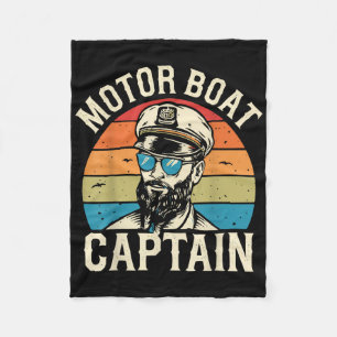Motor Boat Captain Vintage Nautical Ocean Adventur Fleece Blanket