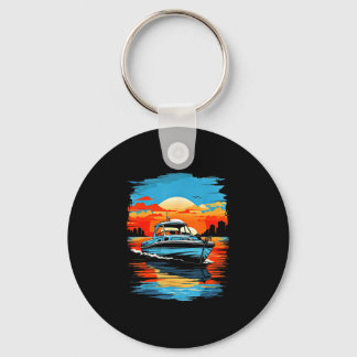 Motor boat yacht cruise summer boating  key ring